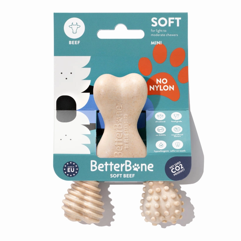 BetterBone | Dog Chew Toy | Soft Durability for Teething Puppies & Seniors - Beef Flavour