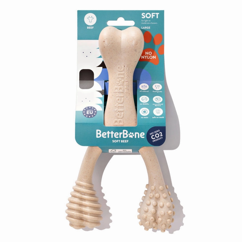 BetterBone | Dog Chew Toy | Soft Durability for Teething Puppies & Seniors - Beef Flavour