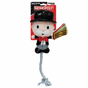 Hasbro | Squeak & Crinkle Rope Dog Toy | Mr Monopoly