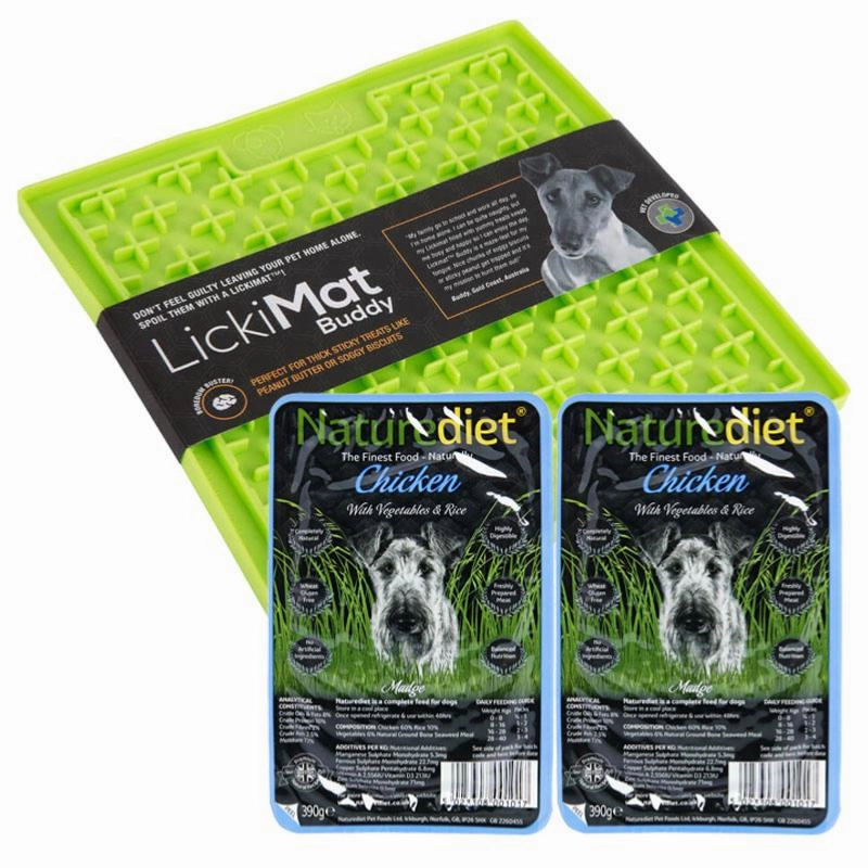 Lickimat Buddy Treat Mat & 2 X Naturediet Wet Dog Food - Lamb 390g