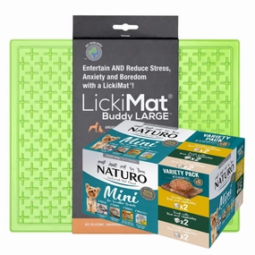 LickiMat Classic Large Buddy & Naturo Mini Wet Dog Food Trays (6 x 150g)